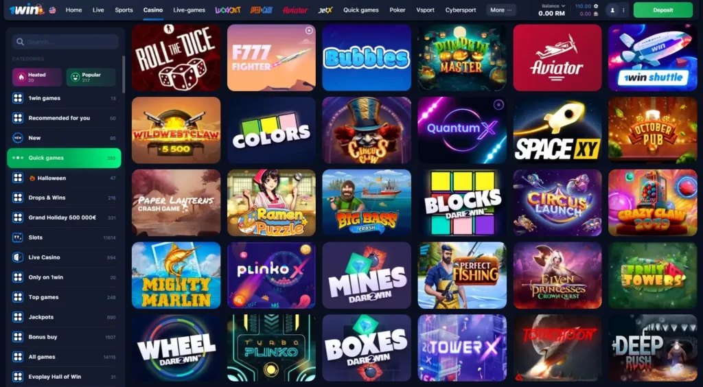 Juegos instant谩neos en el Casino 1WIN