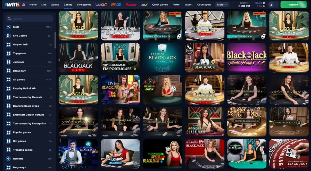 Blackjack Online en el Casino 1WIN