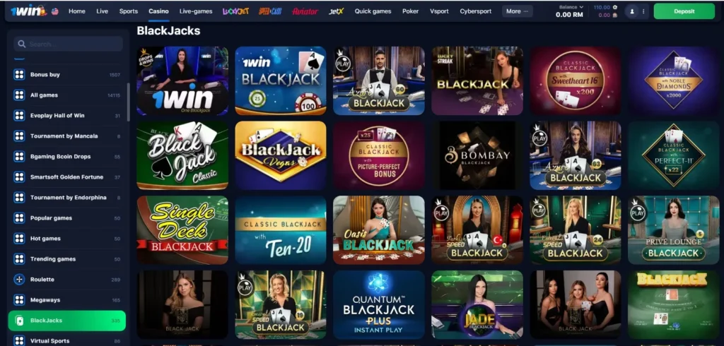 Blackjack del casino en línea 1WIN