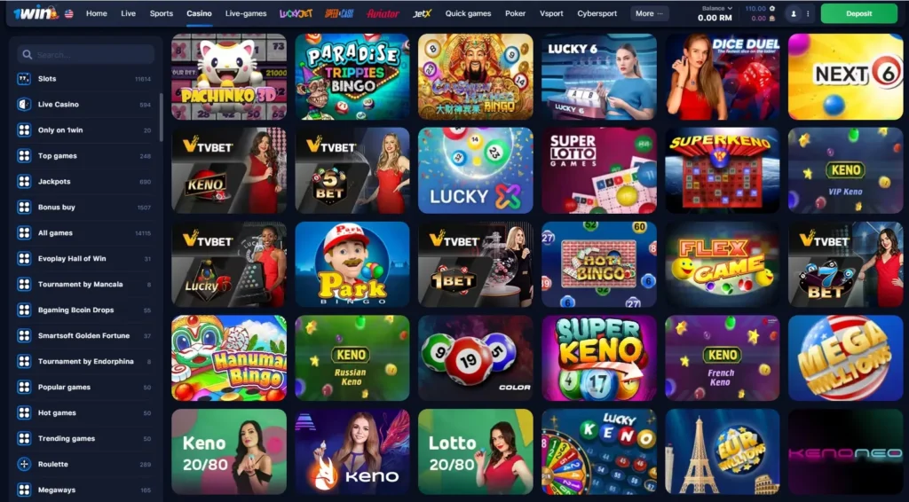 Loter铆as online en el Casino 1WIN